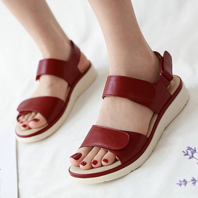 ALBA- Sandales en cuir respirantes et compensées pour femmes