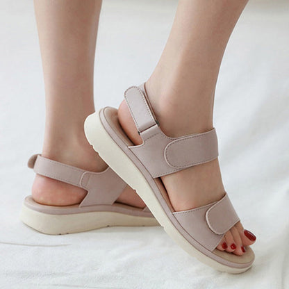 ALBA- Sandales en cuir respirantes et compensées pour femmes