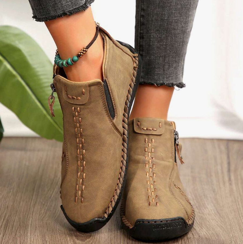 Nicole- Bottines en cuir confortables et antidérapantes pour femmes