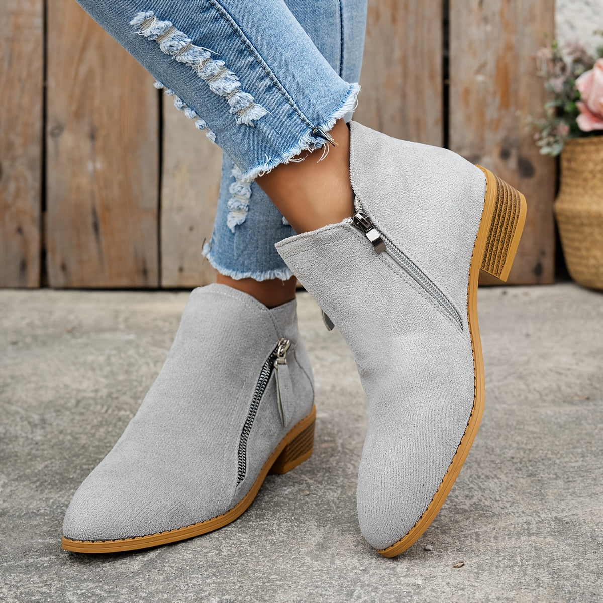 April- bottines en daim confortables et chaudes pour femmes