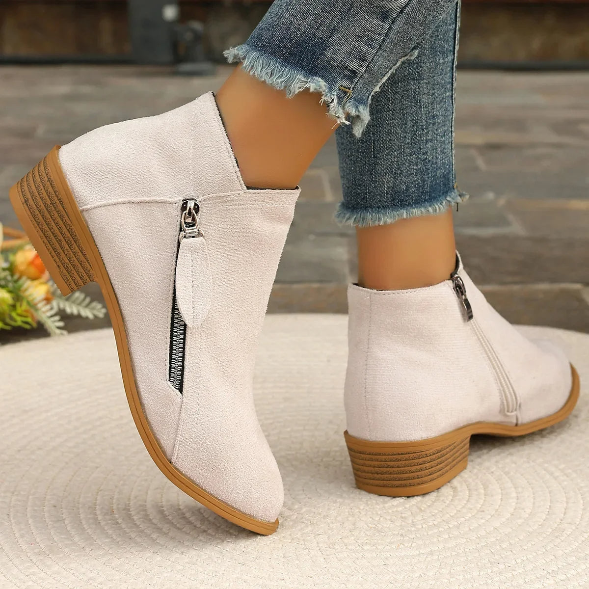 April- bottines en daim confortables et chaudes pour femmes