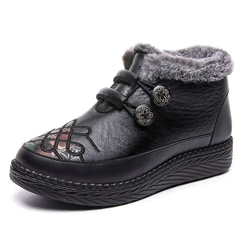 Mady- Chaussures chaudes et confortables en cuir pour femmes